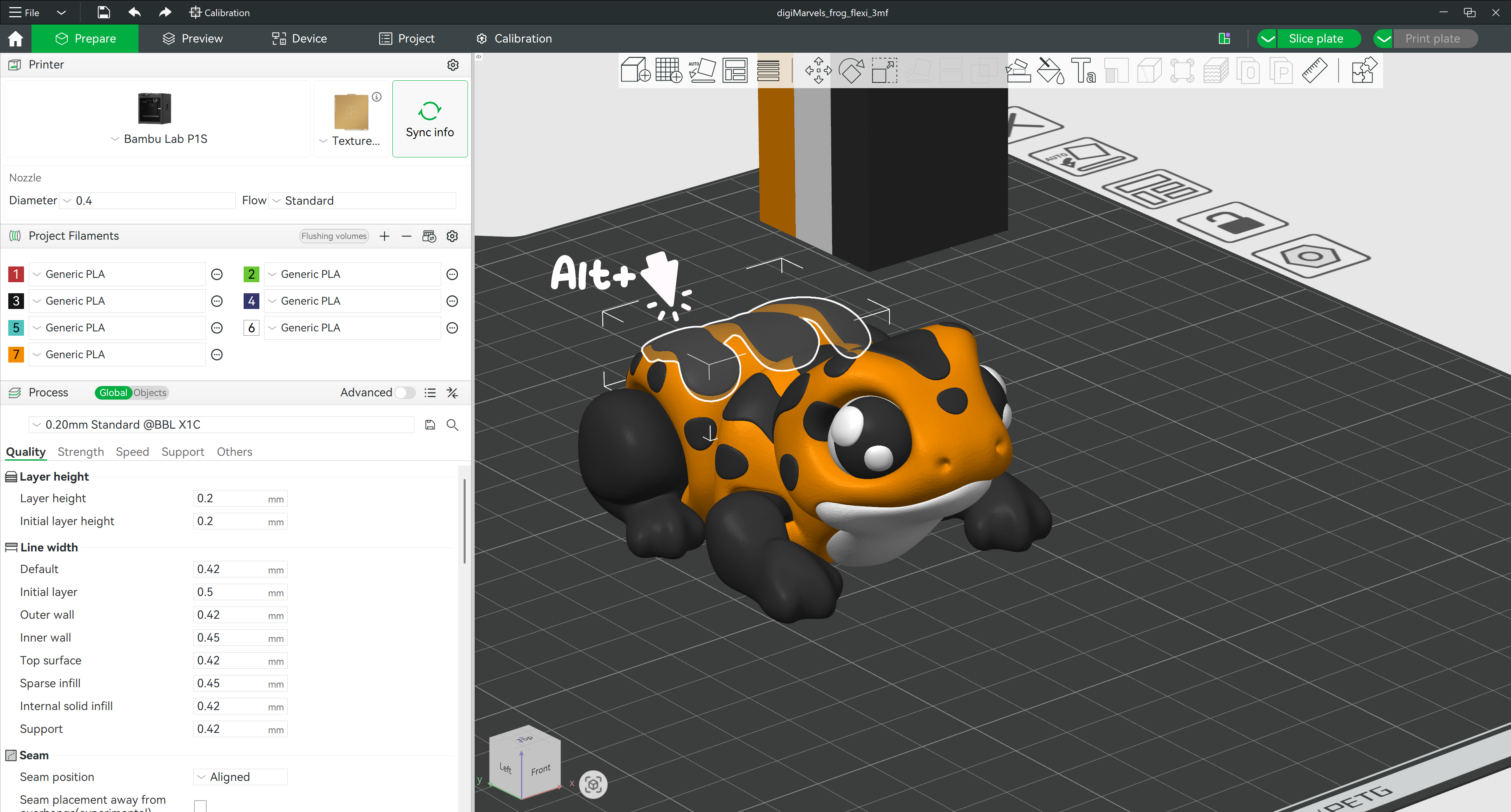 Alt+click selecting parts on the 3D model